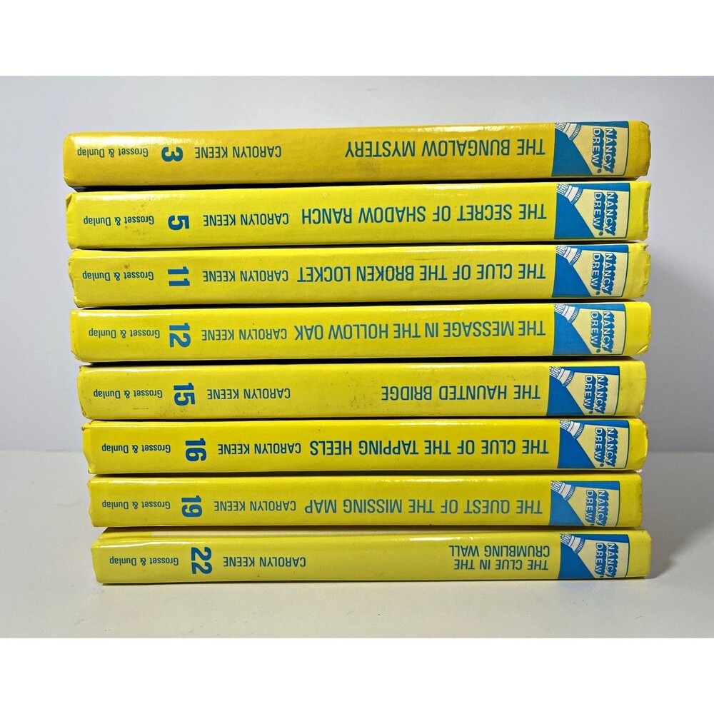 Nancy Drew Mystery Stories Lot 8 Glossy Yellow Spine Hardcover Books Keene